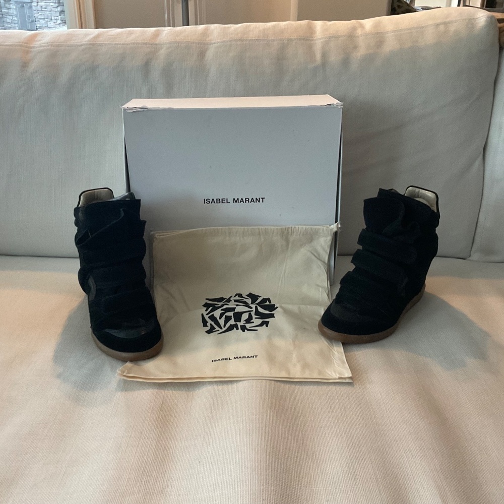 Isabel Marant Beckett Wedge Sneakers Black SZ 39 - Picture 8 of 12